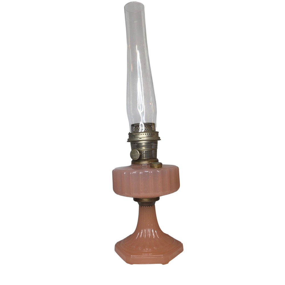 Aladdin Rose Moonstone Cathedral Glass Kerosene Oil Lamp Nu-Type Model B Burner